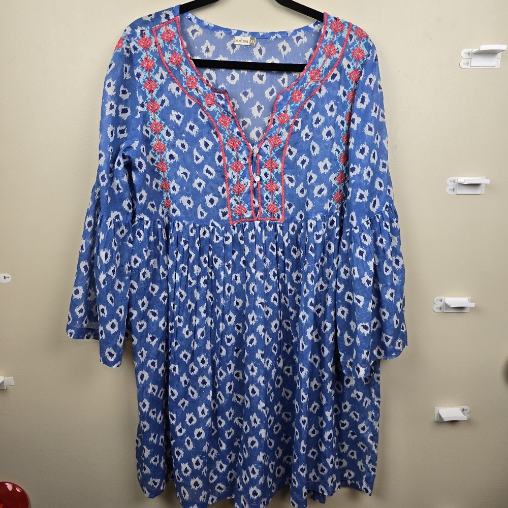 Dolma 100% Cotton Boho Knee Length Dress Size XL